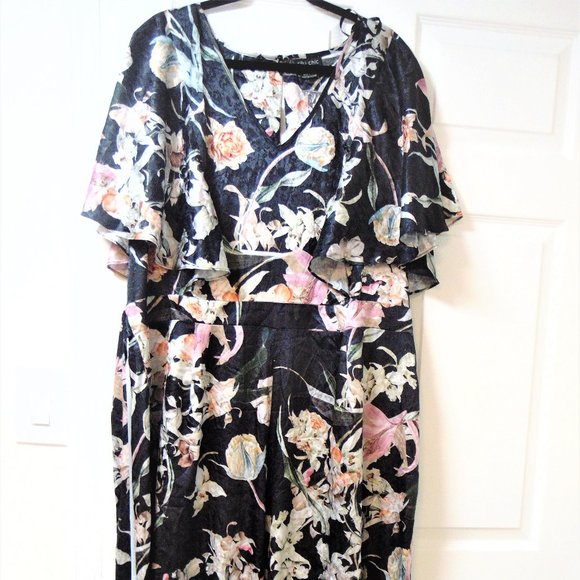 CITI CHIC JUMPSUIT MIDNIGHT FL Black XXL/24 - Picture 1 of 7